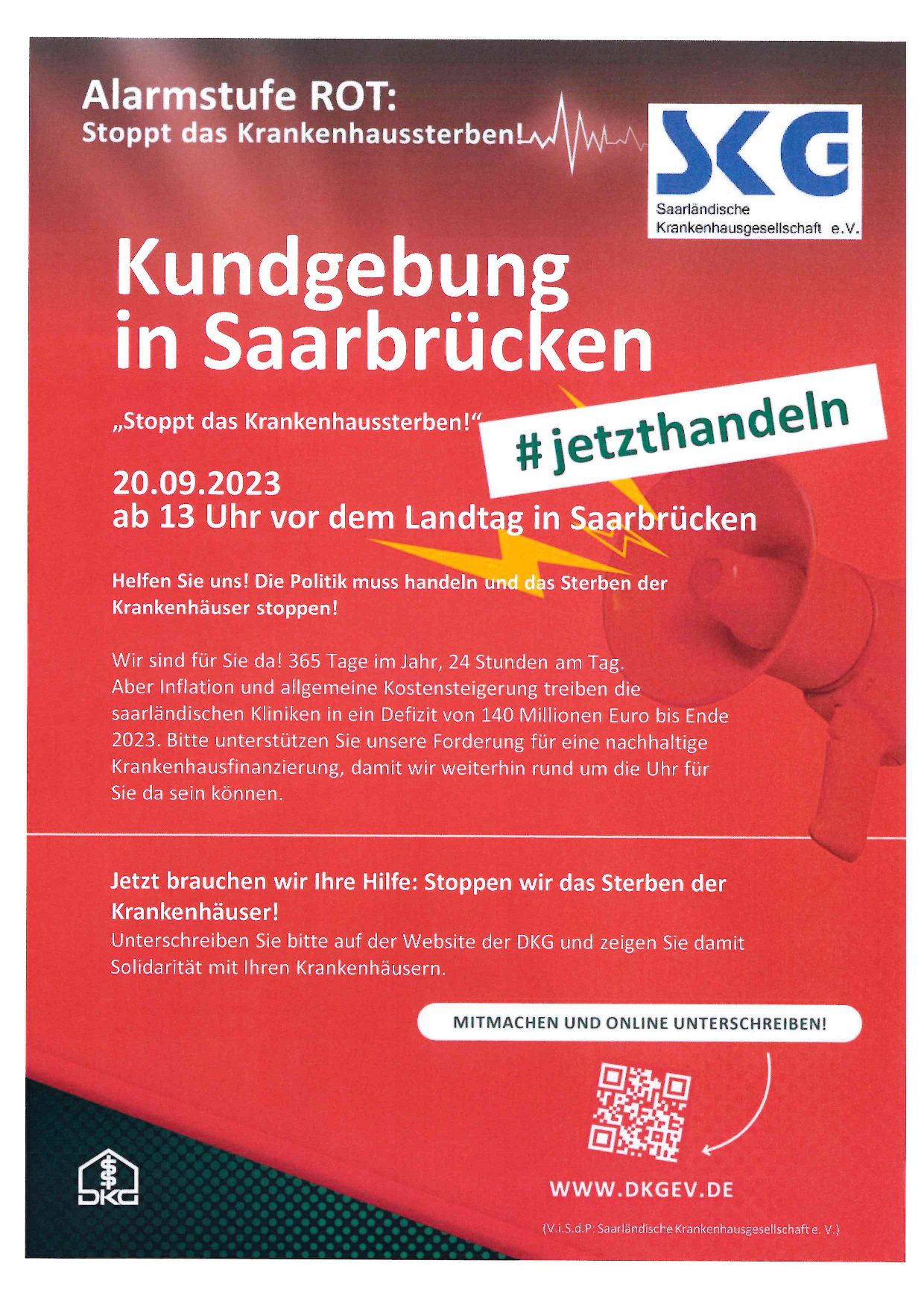 Kreiskrankenhaus St.Ingbert - Stoppt das Krankenhaussterben! Kundgebung am 20.09.2023 – Solidarität mit den Krankenhäusern